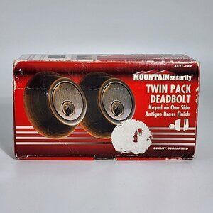 Mountain Security Single Cylinder Deadbolt Twin Pack Antique Brass Finish